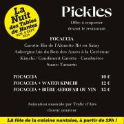 Menu Pickles Nuit des Tables de Nantes 2024